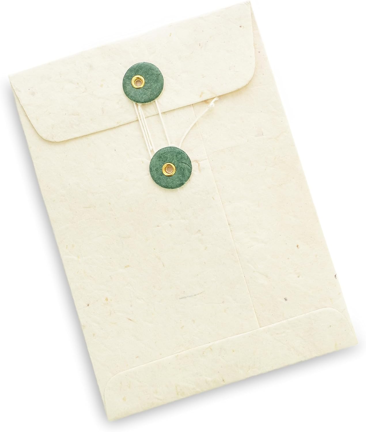 Kathmandu Valley Co. Handmade Lokta Paper Envelope with String-tie Button Closure Pocket Folder Documents Sleeve Organizer, for Invitations, 4.5 x 6.5 inches, 10 Pack. Made in Nepal. (Natural Sage)