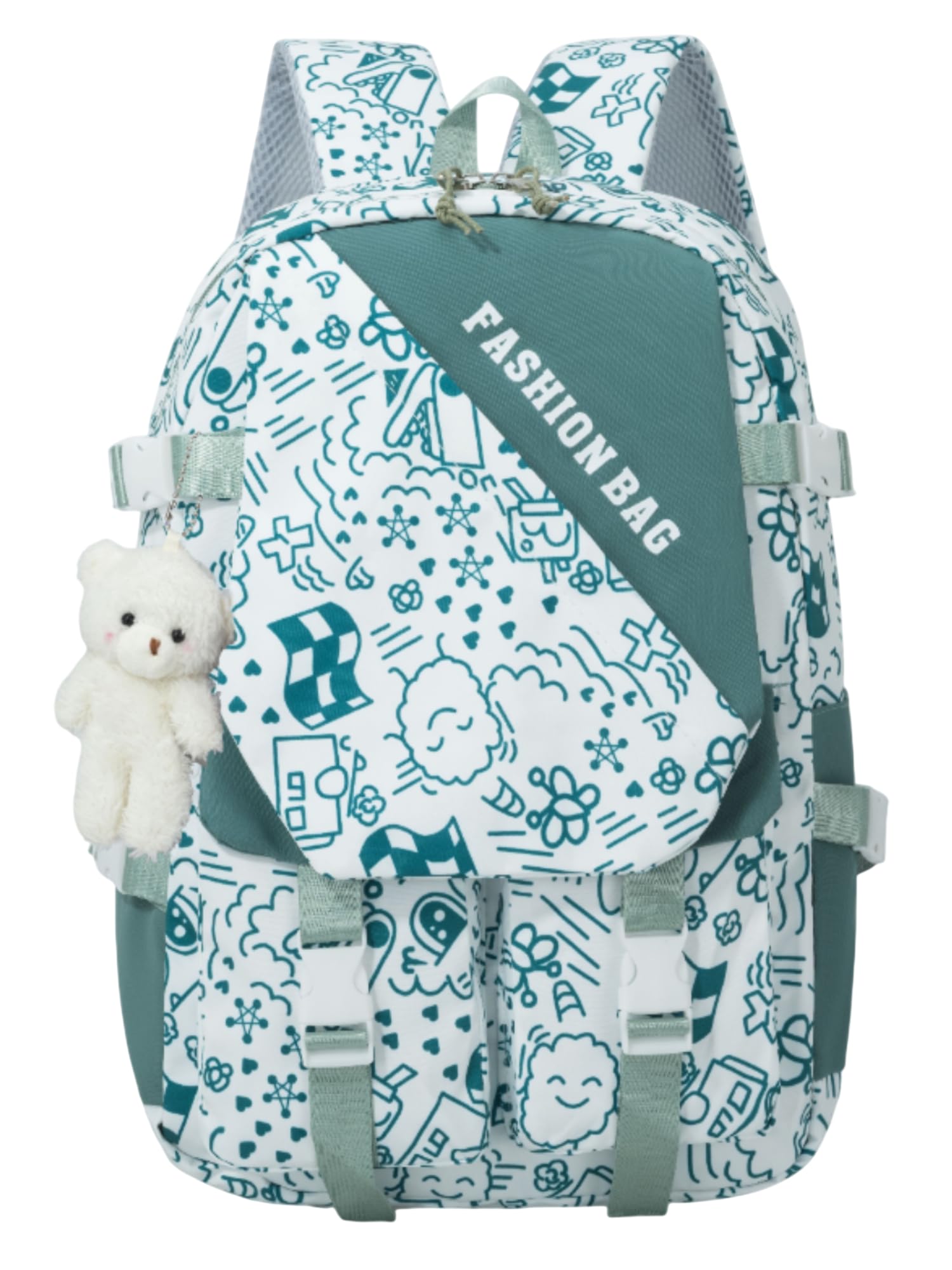 24 Litre, Stylish & Trendy Water Resistant High Storage School Collage Travel Backpack Bag for Girls & Women with teddy keychain, 18 Inch-image-43
