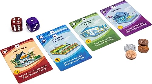 Miniatura 5 de Machi Koro 2 - ¡Nuevas aventuras esperan en tu ciudad peculiar! Juego de estrategia de rodamiento de dados de ritmo rápido para niños y adultos, a