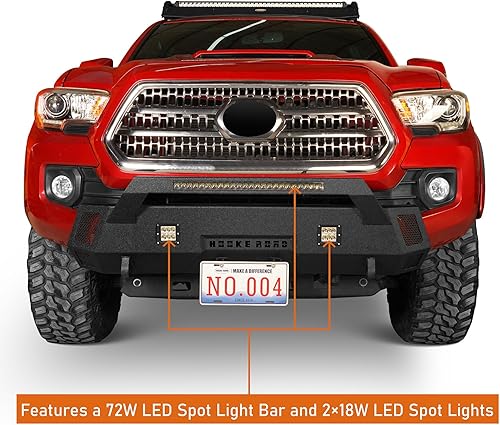 Miniatura 2 de Hooke Road Tacoma Stubby - Kit de parachoques delantero y trasero para Toyota Tacoma 2016-2023 de 3ª generación, con textura de acero