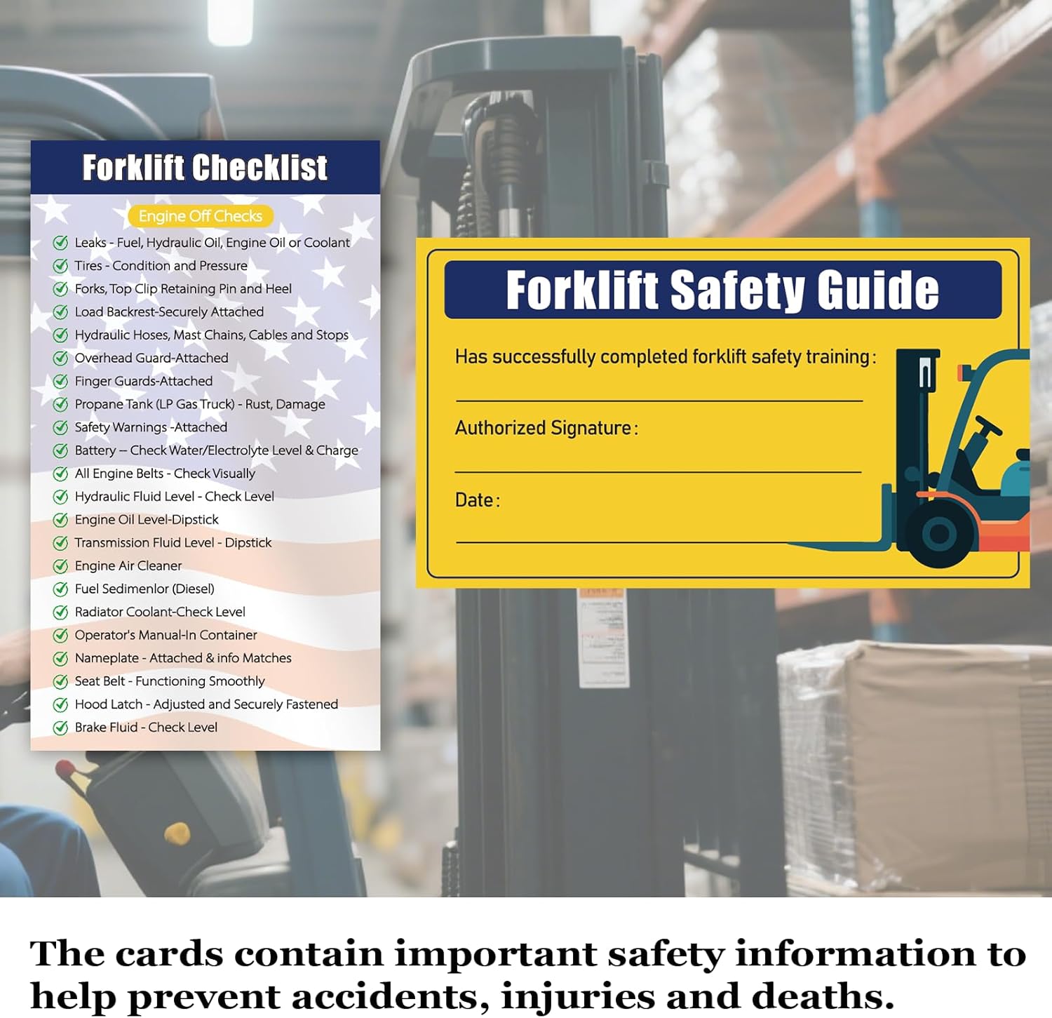Play as Pro 50-Pack Forklift Safety Guide & Best Practices Cards, Informational Set for Operator Training & Daily Reminders, Educational Training Reference for Workplace Safety