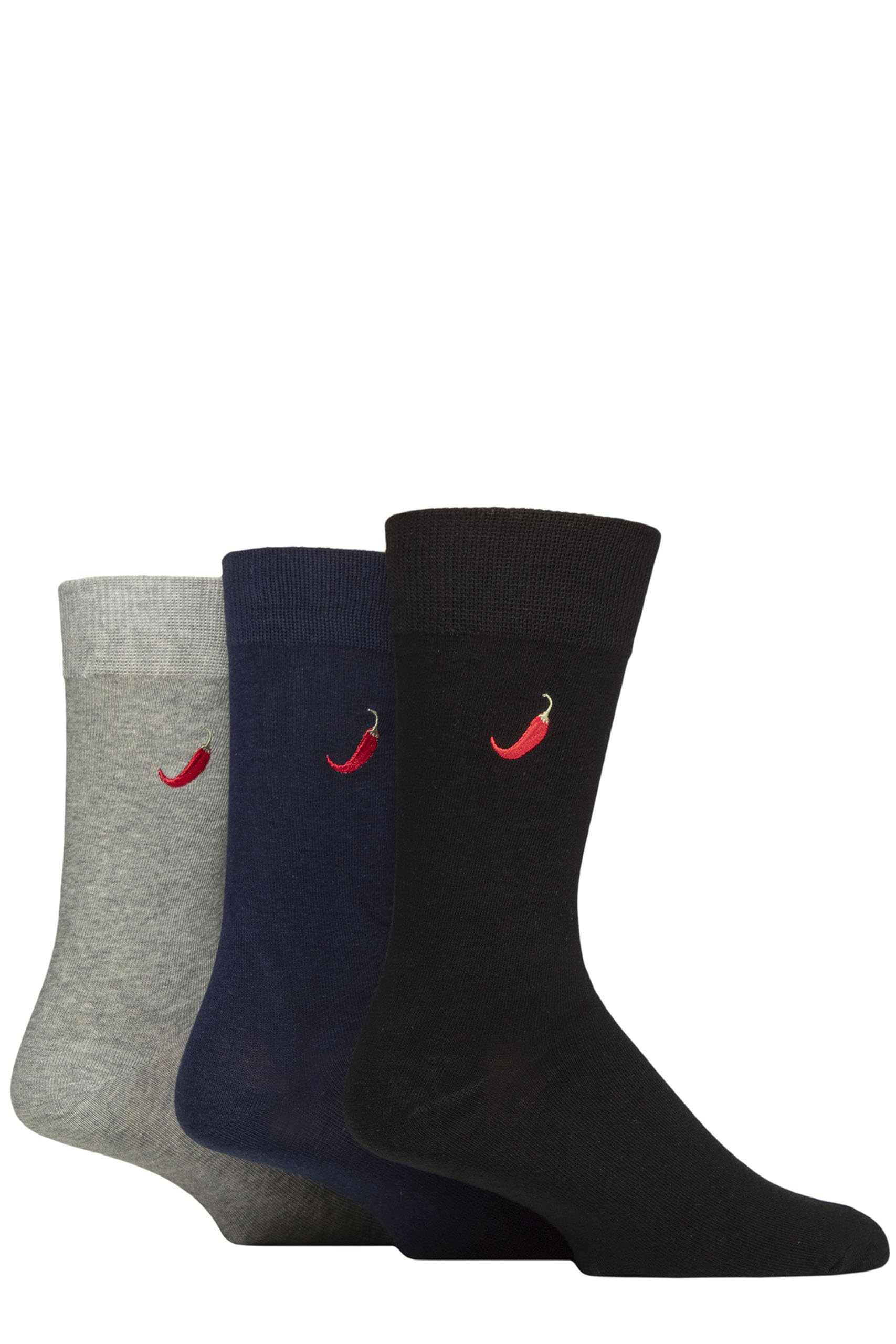 SockShop Wildfeet Mens Embroidered Socks Pack of 3 (UK, Numeric, 7, 11, Regular, Regular, Chilli)