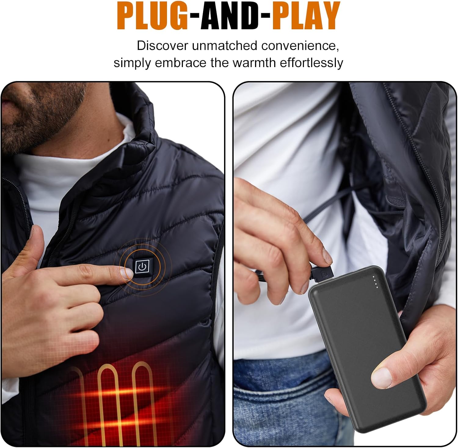 20000mah 5V/2A Heated Electric Vest Jacket Battery Pack Power Bank for Heating Vests Jackets Hoodies Coats Pants for Men for Women with Dual USB Output (Not Compatible with 7.4v Heated Clothing)