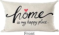 Vista 2 de Ramirar Funda de almohada decorativa con texto en inglés «Home is My Happy Place», funda de almohada decorativa con texto en inglés «Home is My