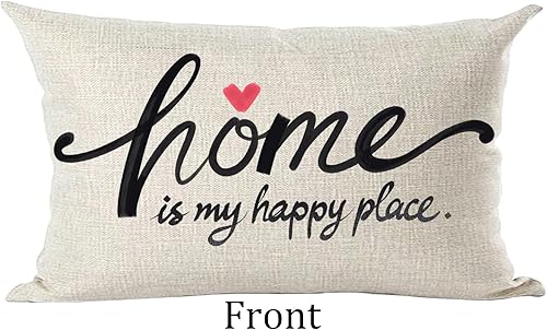 Miniatura 2 de Ramirar Funda de almohada decorativa con texto en inglés «Home is My Happy Place», funda de almohada decorativa con texto en inglés «Home is My