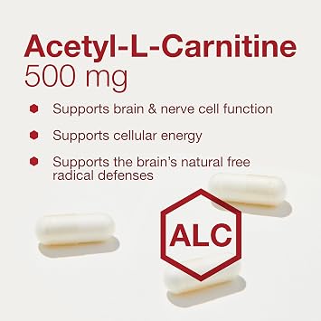 PROTOCOL FOR LIFE BALANCE Acetyl- L-Carnitine 500mg - Energy Supplement, Nerve, and Brain Support - 100 Veg Caps