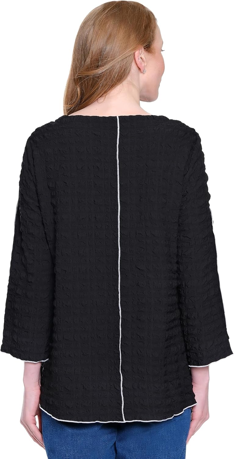 Ali Miles womens Textured Woven Popover for Women - Image 2