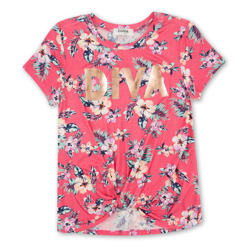 Speechless Girls' Twist Front Short Sleeve Tee