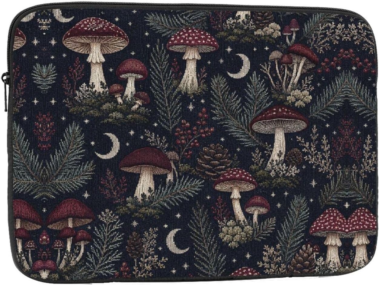 Mushroom Pine Night Print Laptop Sleeve Case
