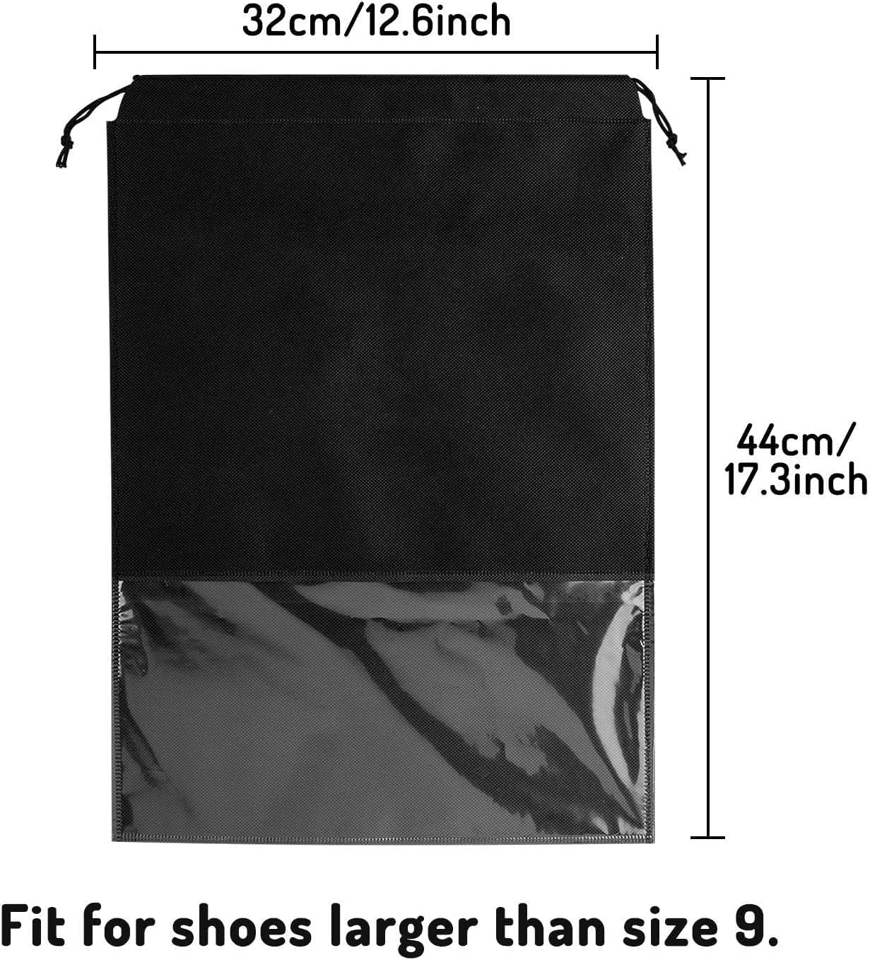 15 Pieces Travel Shoe Bag, Large Non-Woven Drawstring Shoes Storage Bags with Transparent Slot for Men and Women (Black) : Clothing, Shoes & Jewelry