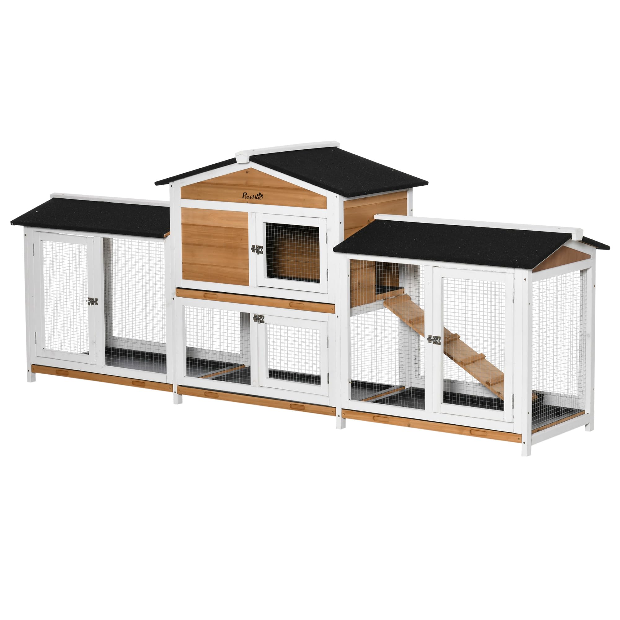 B&Q -  Rabbit HutchGuinea Pig Hutch2-Tier Bunny House W/ RunWhite