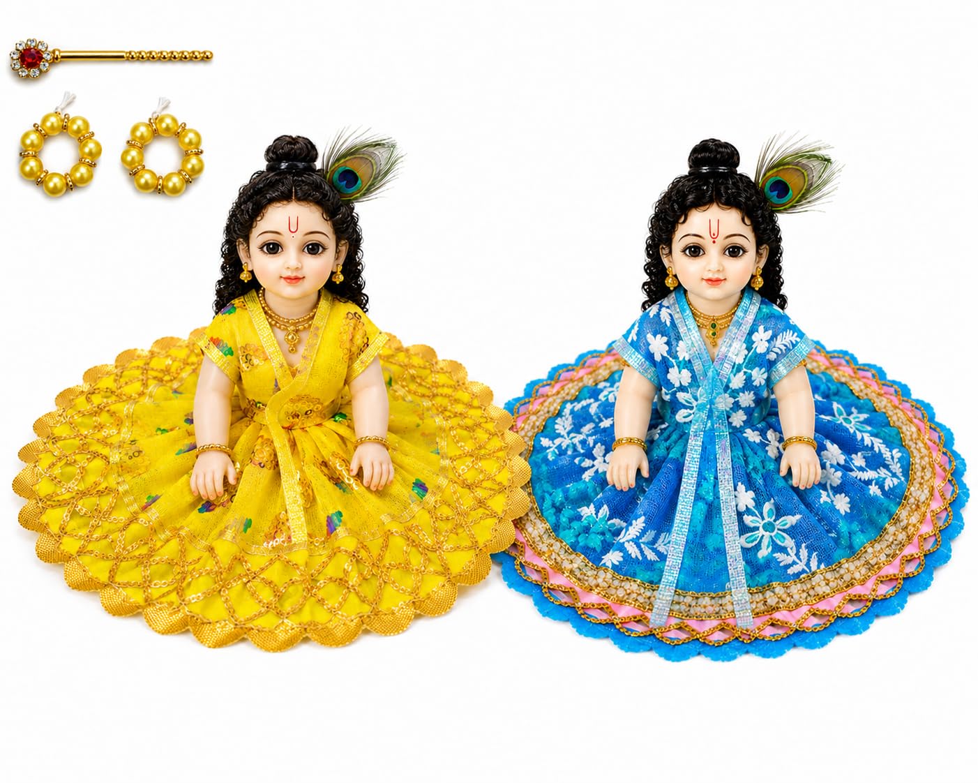 ladoo Gopal ji ki Size NO-2 (Multi Colour,) Dress Size- 6 inch/ 6inch | WITH MURLI AND KANGAN , PREMIUM FABRIC, JANMASHTAMI DRESS-image-33