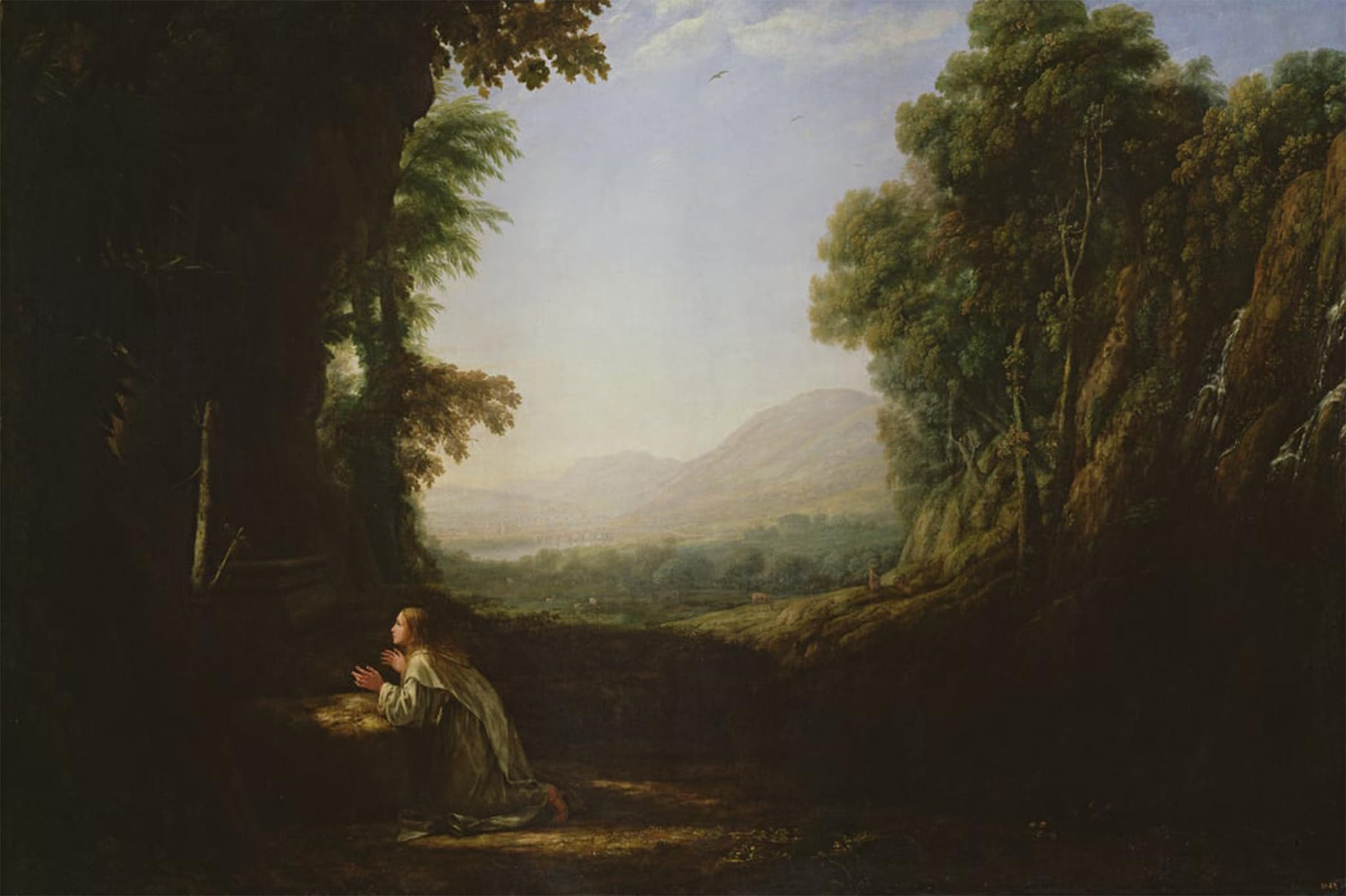 ARTXLXXBN Famous Painting Canvas Artwork Graffiti Print Landscape with the Repentant Magdalene by Claude Lorrain Portrait Canvas Image for Home Decor 60x90cm