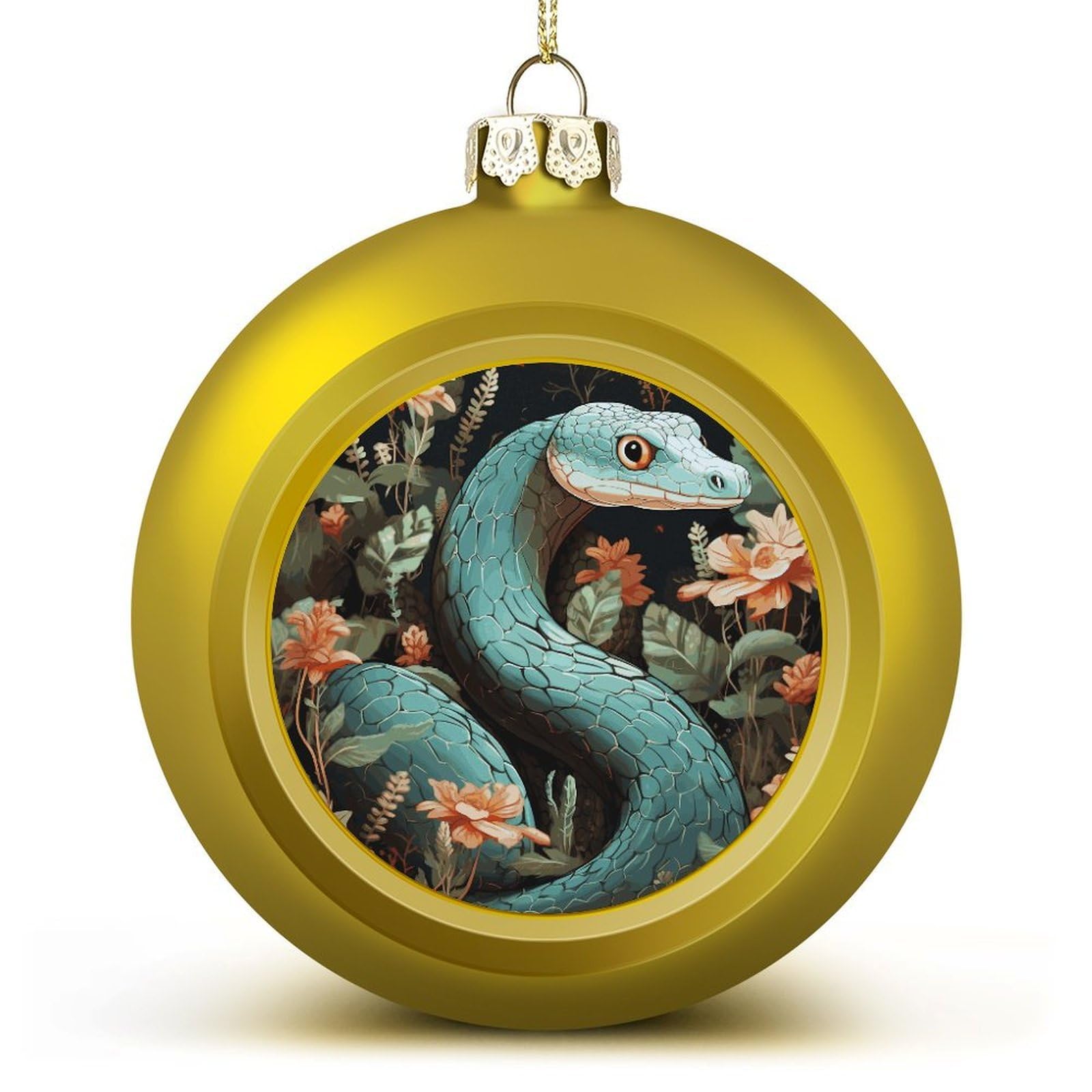 Boules de Noël féeriques avec motif serpent et fleur pour le sapin