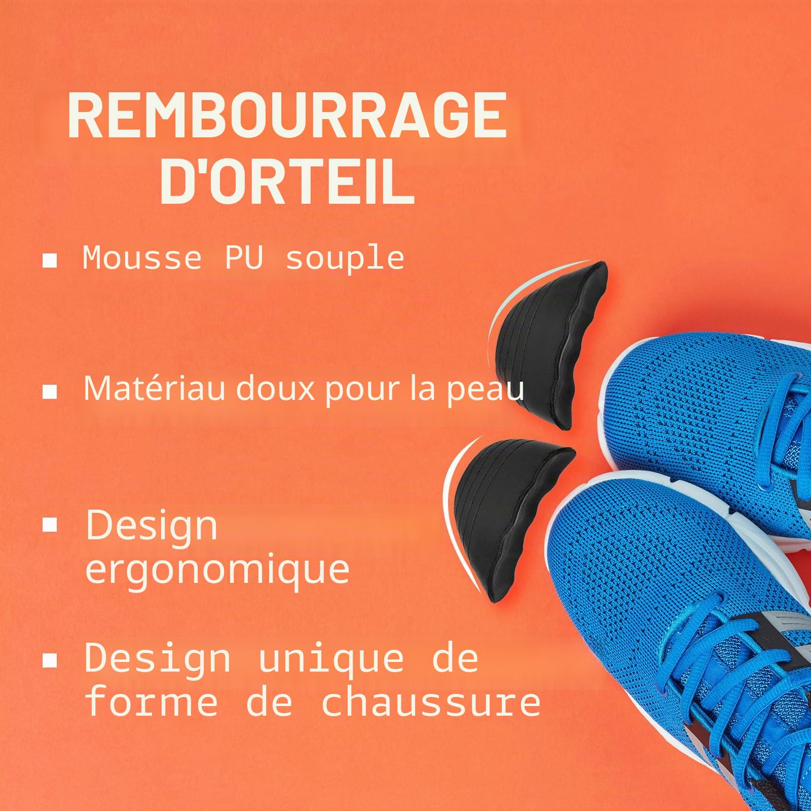 UamGlsob 3 Paires Inserts de Remplissage D'orteils Respirants et Doux pour Chaussures Lâches et Talons Hauts, Rembourrage de l'avant-pied, Réducteur de Taille de Chaussures (Black)