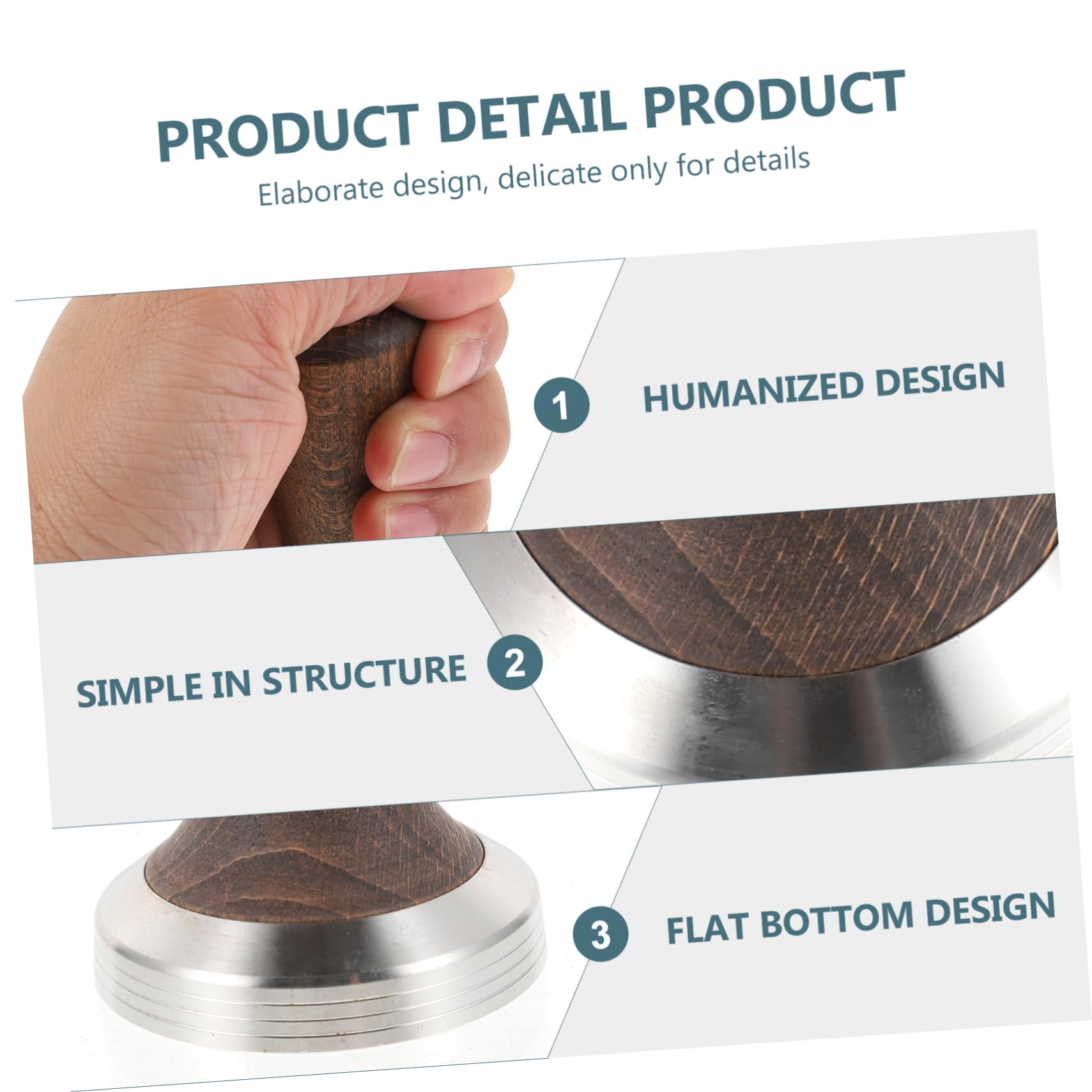 Pressino per Caffè Espresso in Acciaio Inox Impugnatura in Legno