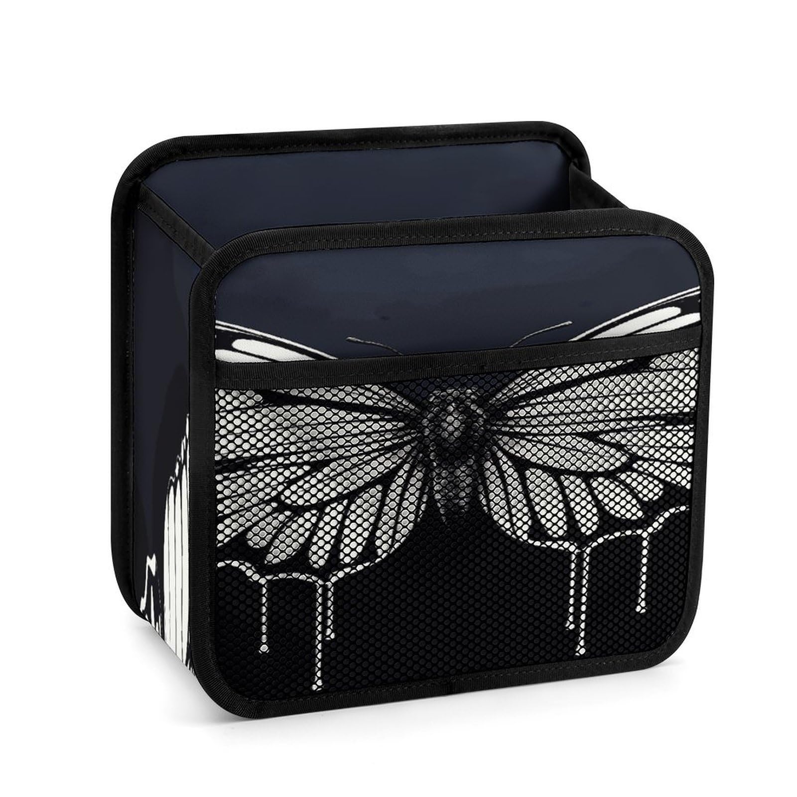 Btcowzrv Style A Black And White Butterfly Car Seat Back Organizer, Pu Leather Hanging Backseat Car Organizer With Elastic Mesh Pocket, Storage Bag For Most Vehicles