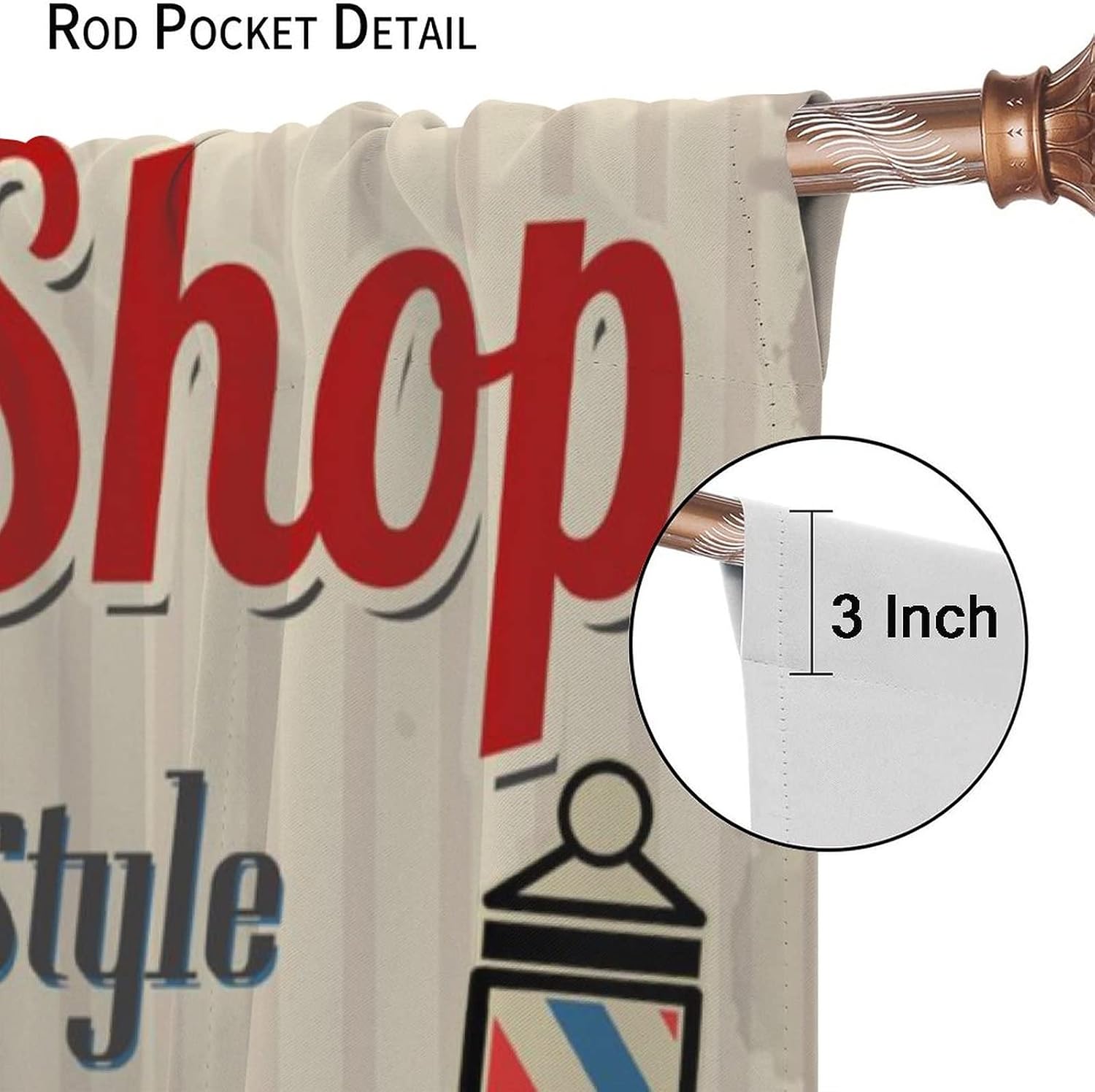 Barber Shop Blackout Curtains,Vintage Hair Cut and Shave Barbershop Beauty Salon Decor Window Treatments Rod Pocket Thermal Insulated Room Darkening Blackout Curtains for Bedroom 2 Panels 54L x 21W