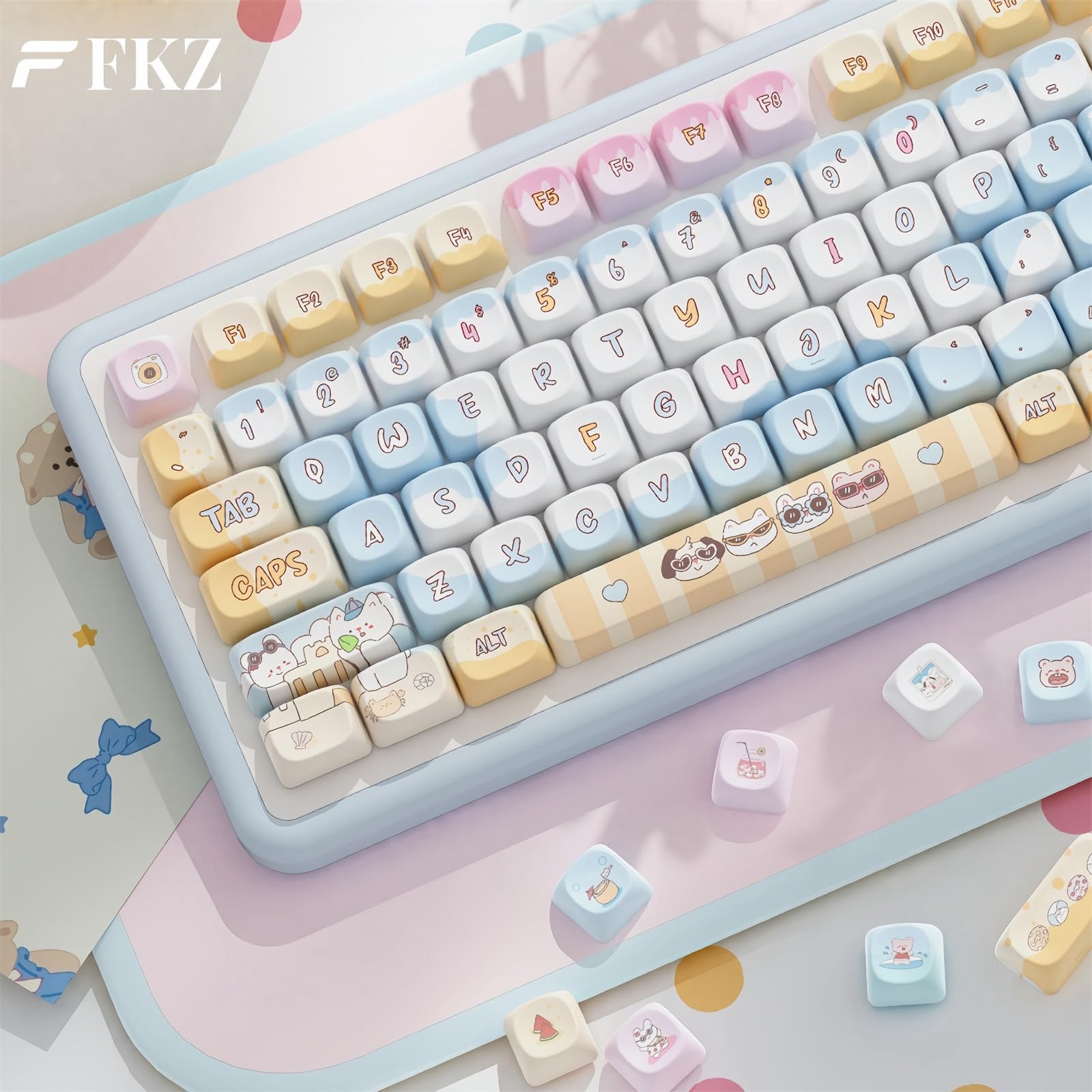 Amazon.com: FKZ Cute PBT Keycaps,Kawaii Dye-Sub Keycap