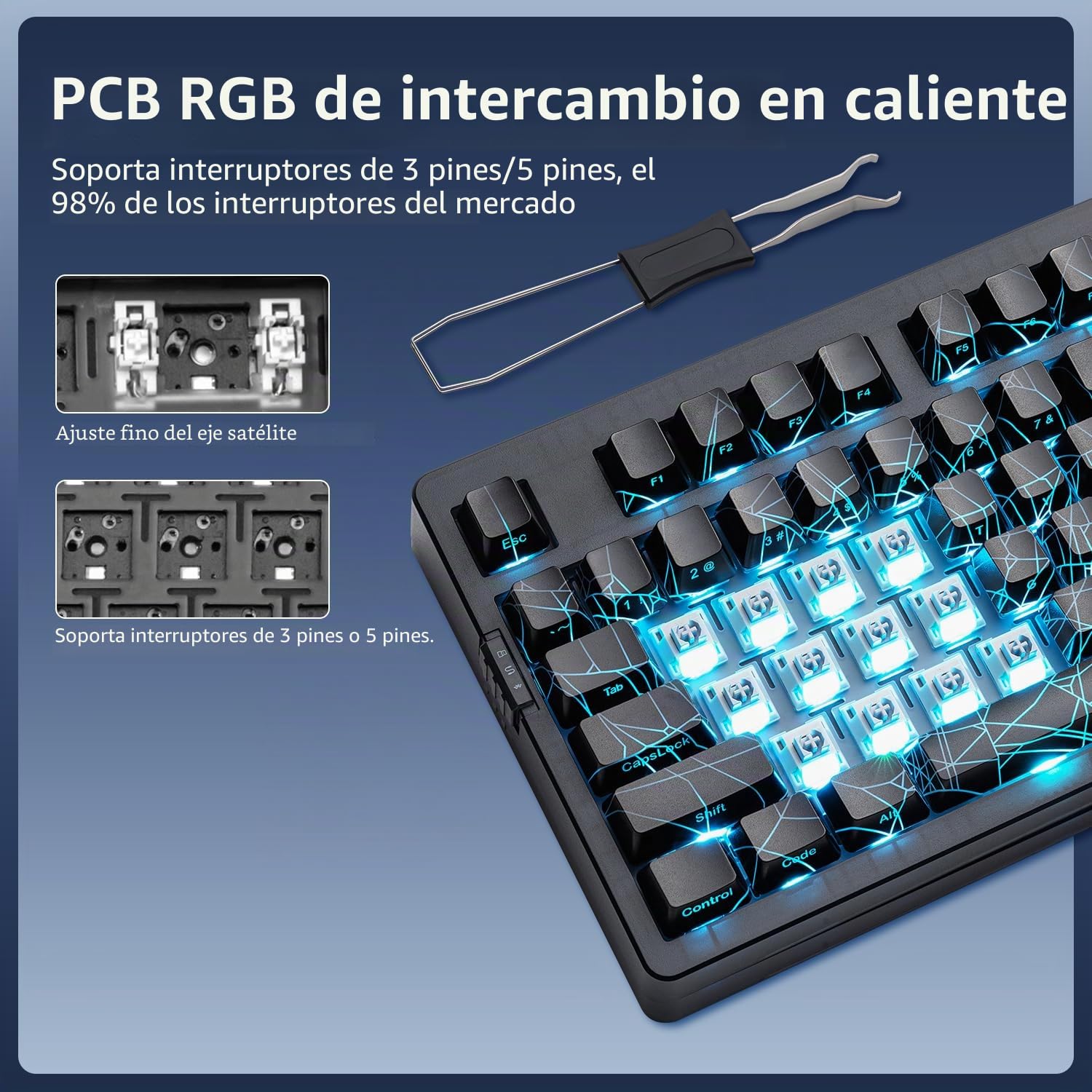 ZORNHER Teclado mecánico inalámbrico ZH980, teclado cremoso al 95 % con teclado numérico, teclado para juegos con teclado numérico, PC de telaraña, interruptores lineales de sonido cremoso, tamaño