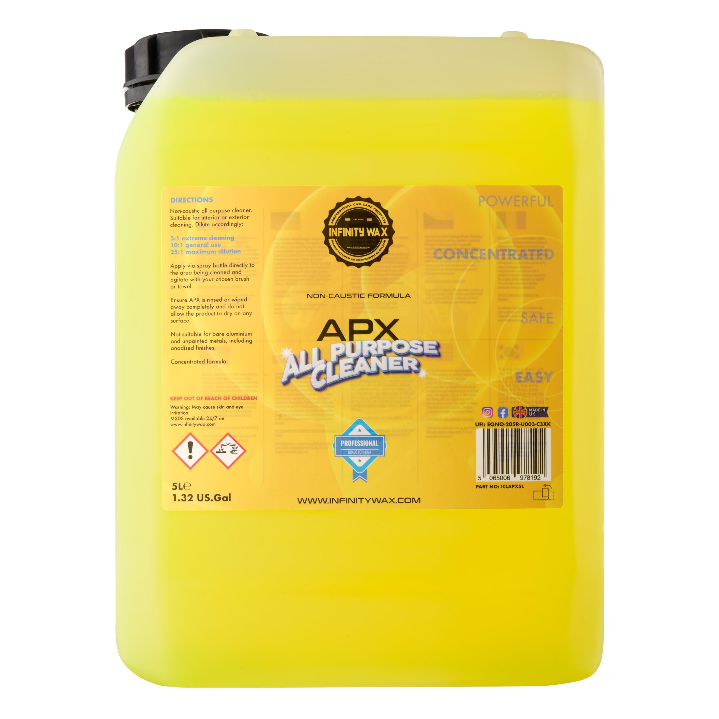 Infinity Wax APX All Purpose Cleaner Non Caustic Formula Valeting 5L ICLAPX5L