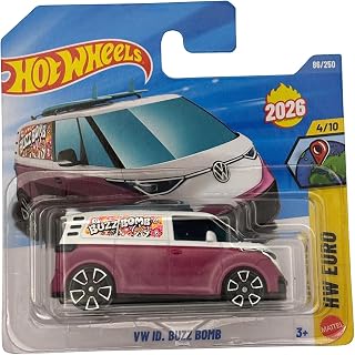 Hot Wheels - VW ID. Buzz Bomb - JJH46 - HW Euro 4/10 - Carte courte - Rose - Modèle sous licence officielle - Bus Volkswagen - Mattel 2026 (86/250) - 1:64