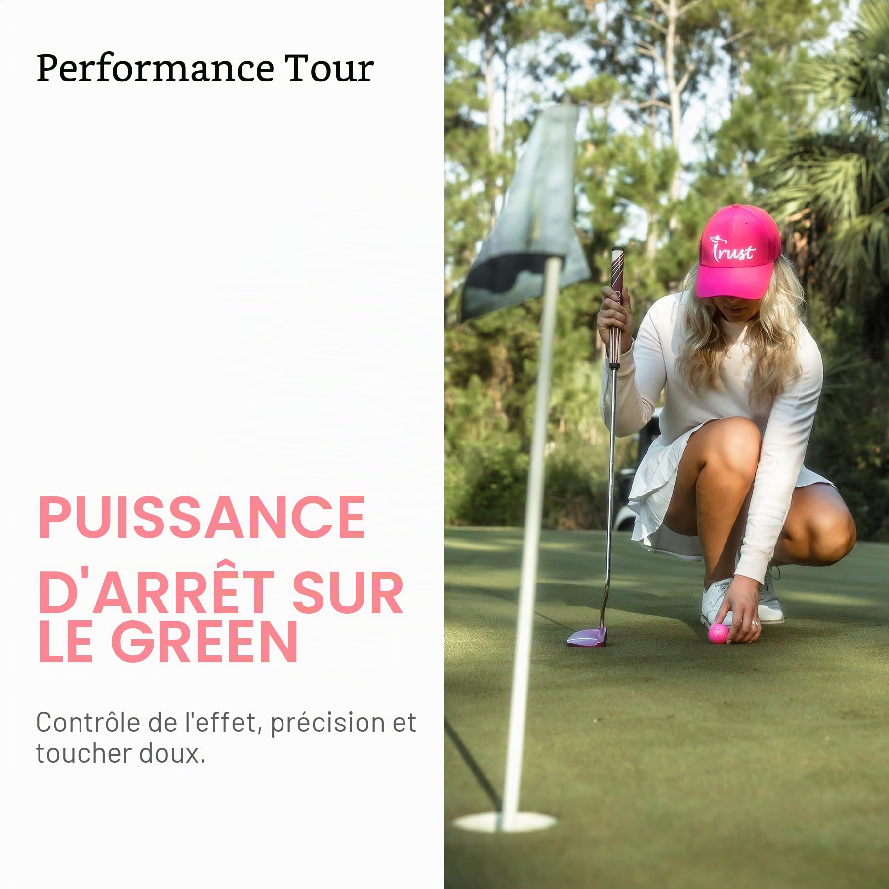 Trust Balles de Golf Aurora – Haute visibilité, Longue Distance, vol Stable, trajectoire Droite, arrêt Puissant, uréthane Cristal, qualité Tour, Noyau 3 Couches Dynamique, 12/48 balles