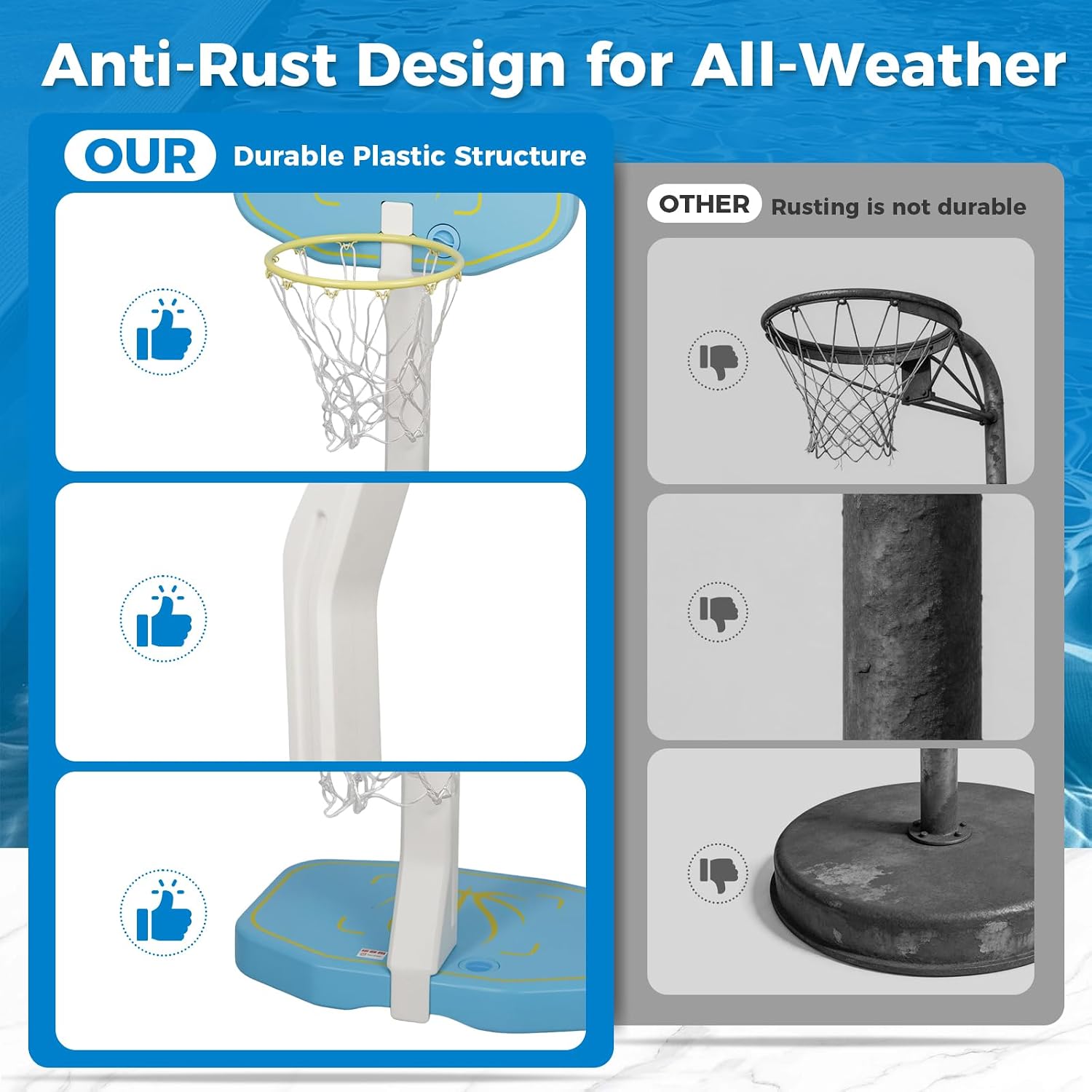 2-in-1 Pool Volleyball Net&Pool Basketball Hoop 51" Height Pool Set,Inground 16FT Pool Volleyball Net or Pool Basketball Hoop Poolside Combo for Summer Party Games,Includes 4 Balls