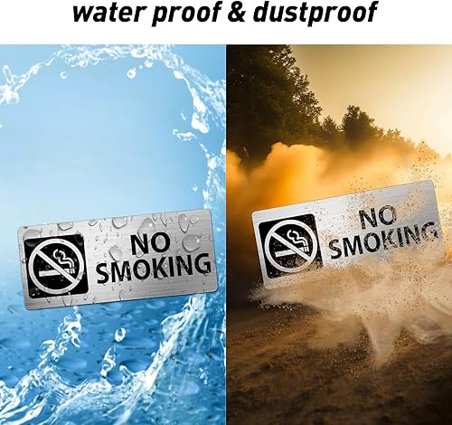 Miniatura 4 de Letrero de advertencia de aluminio de 7 x 3 pulgadas, autoadhesivo, resistente al agua, de metal, para negocios, oficina, entrada, paquete de 4