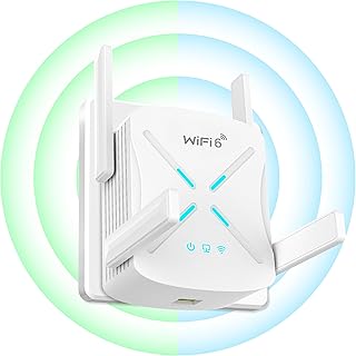 WiFi 6 Extender Long Range Internet Booster, AX1800 WiFi Range Extender Wireless Signal Booster for Home, 1800Mbps WiFi Booster WiFi Repeater with Gigabit Ethernet Port, Alex Compatible