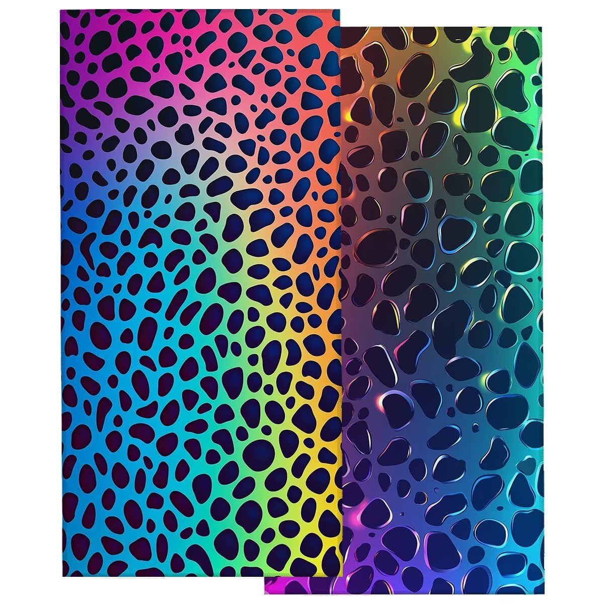 Ręcznik plażowy z mikrofibry, duży 100 x 220 cm, zestaw 2 szt., szybkoschnący, ręcznik do sauny, ręcznik fitness, wzór panterki, chłonny ręcznik kąpielowy, sportowy, bez piasku, ręcznik plażowy XXL