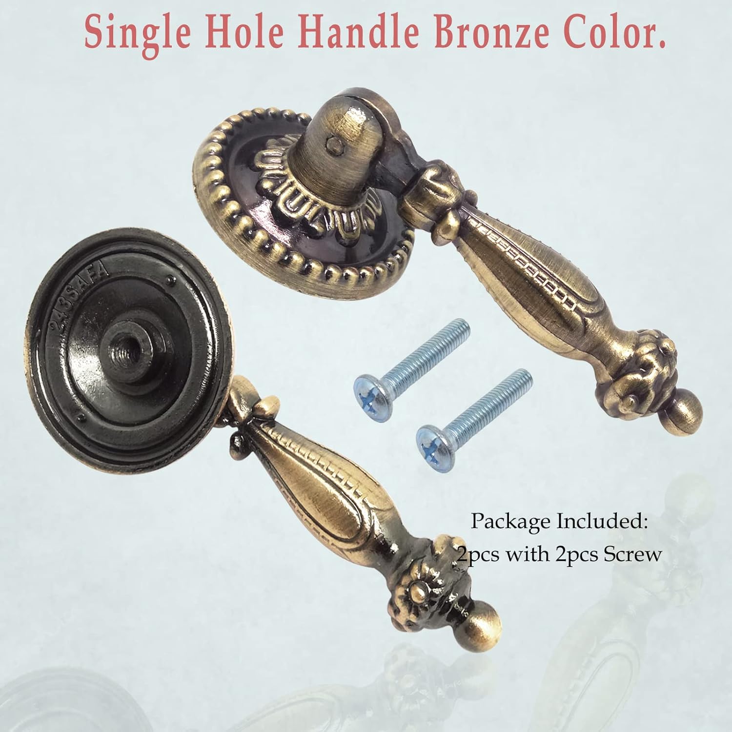NGe 2pcs Vintage Style Pull Handle,Single Hole Handle for Drawer Furniture,for Hardware Cupboard Accessory,with Screw(8009-Big Size Bronze)