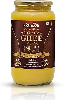 Organic Ghee | Gir Cow Ghee | A2 Ghee | Cream Bilona Method | Cultured Cream | Grassfed Gir Cow | Tradional Pure Authentic | Glass Jar 500 Ml Divya Kamdhenu