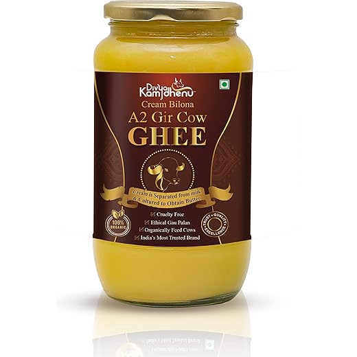 Divya Kamdhenu Cow A2 Ghee Cream Bilona Method 1L Gir Cow