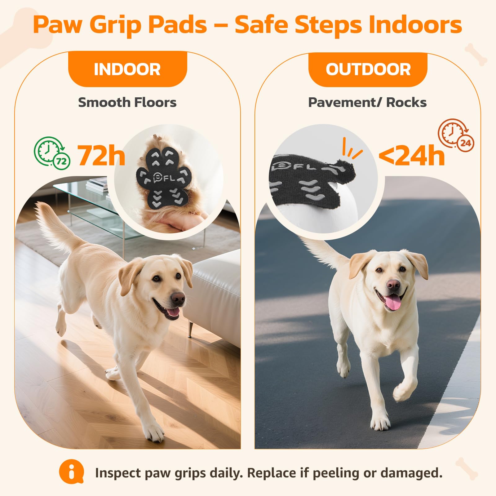 Cuscinetti antiscivolo per zampe di cane anziani, adesivi rosa con forte trazione su pavimenti in legno, Dog Essentials M (5-9 kg)