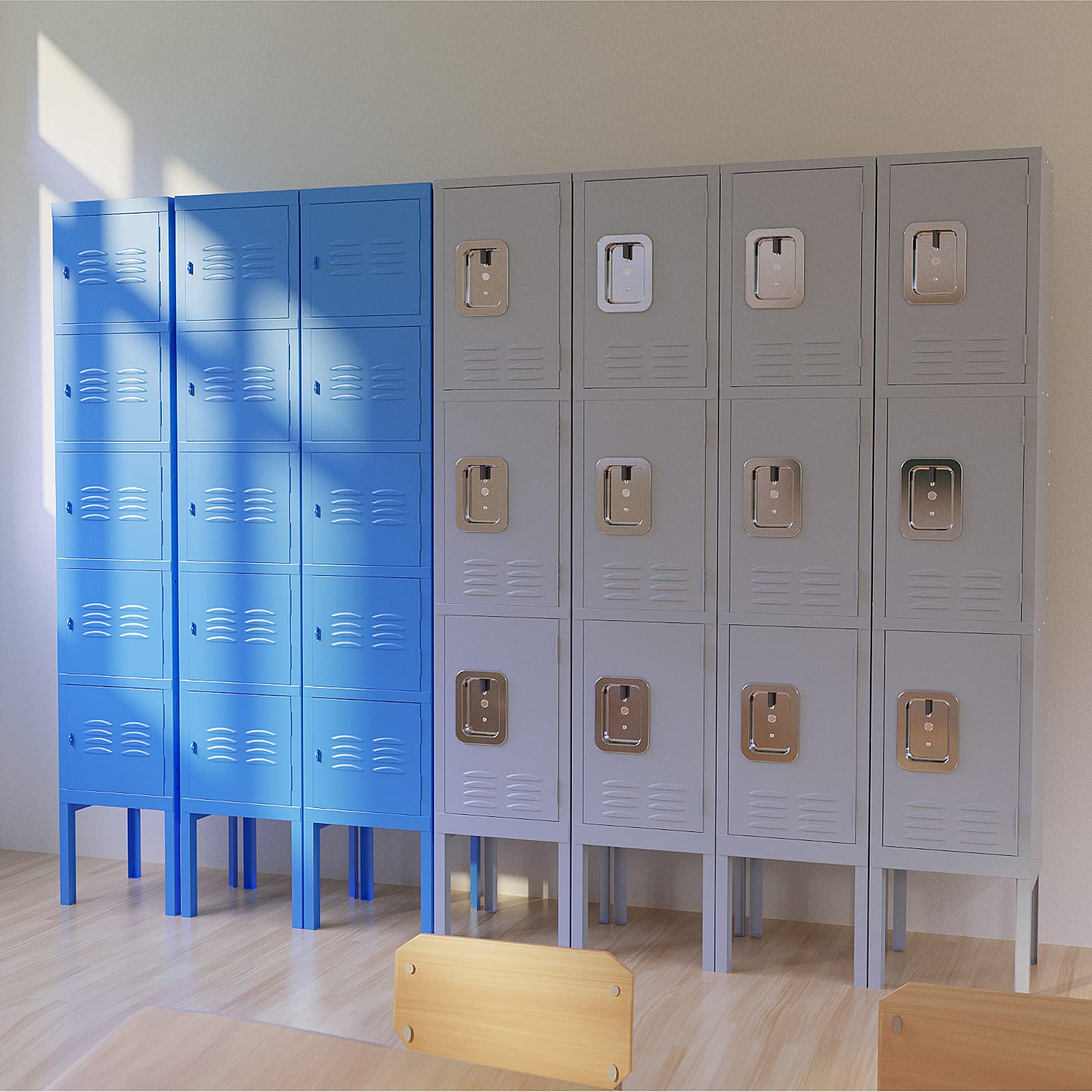 MIIIKO Metal Locker with 5 Doors, Steel Lockers for Employees