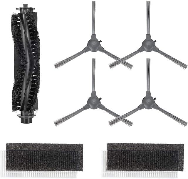 Bagotte BG600 BG700 BG800 Robotic Vacuum Cleaner Replacement Kit, 4 Side Brushes, 2 Sets Of High-Performance Filters and Foam Filters, 1 Rolling Brush