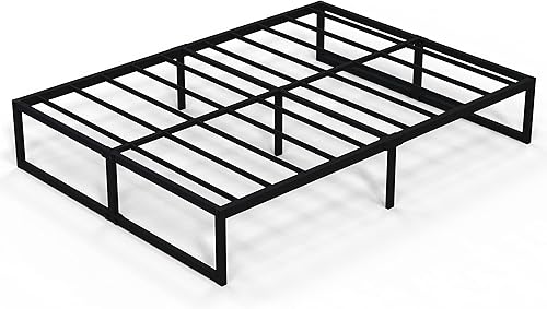 Sealvvos Base de cama tamaño King de 18 pulgadas, no necesita somier, plataforma de metal resistente con soporte de listones de acero, sin ruido,