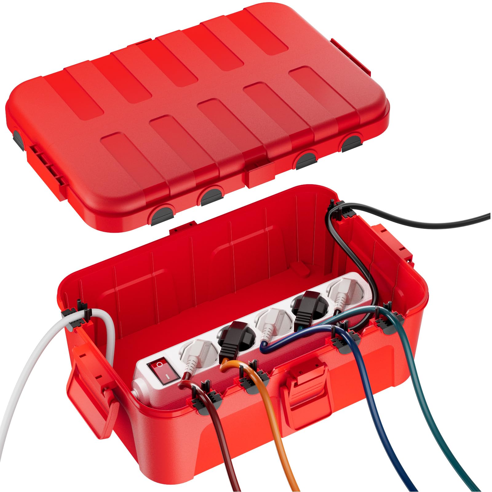 RESTMO Große Wasserdichte Kabelbox Outdoor, IP54 Verteilerdose Außen Wasserdicht, 32 x 22 x 13 cm Wasserdichte Box für Garten, Schutz von Verlängerungskabel, Steckdosenleisten, Außensteckern