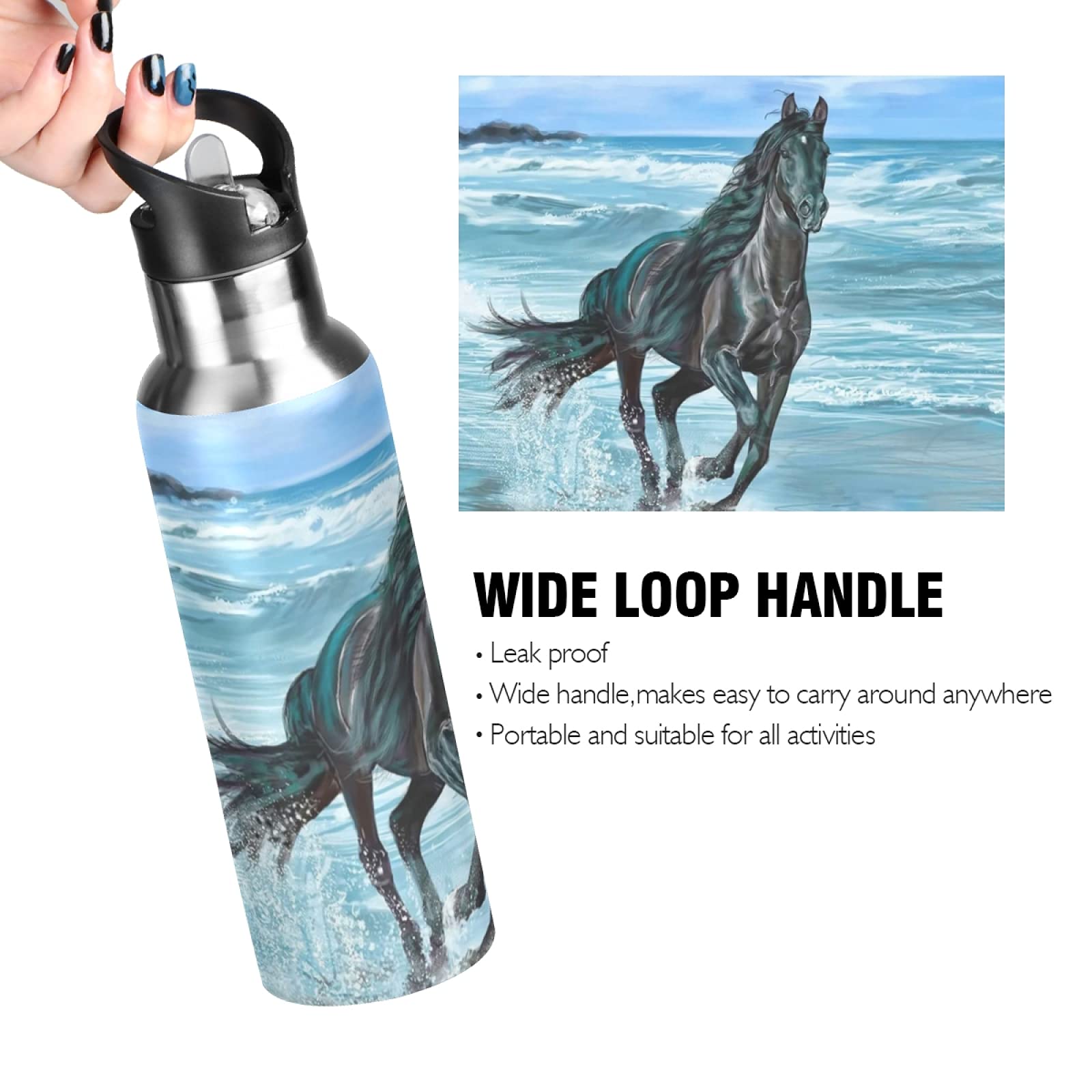 Mnsruu Animal Mignon De Cheval De Dessin De Main Isotherme Bouteille d'eau avec Paille, Gourde Sport en Acier Inoxydable 600ML Gourdes sans BPA pour Enfant Garçon Fille École Bureau Mnsruu Animal Mignon De Cheval De Dessin De Main Isotherme Bouteille d'eau avec Paille, Gourde Sport en Acier Inoxydable 600ML Gourdes sans BPA pour Enfant Garçon Fille École Bureau