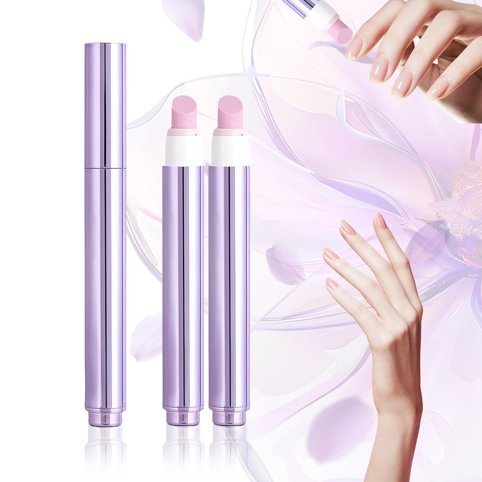 2Pcs Cuticle Pusher Oil Pen, 3-in-1 Nail Care Cuticle Remover Pens with Ceramic Tip