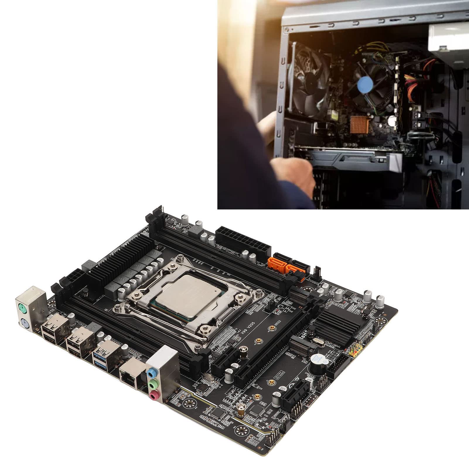 Gaming Motherboard, E5 2620 CPU 8G DDR4 Banco de Memoria Estable de Operación Rápida Ordenador Placa Base, DDR4 PC Placa Base