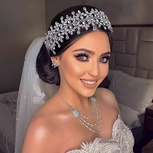 Miniatura 2 de Diadema de boda con diamantes de imitación, tocado de novia para boda, tiaras de novia, joyería para el cabello, tocados de fiesta para mujeres y