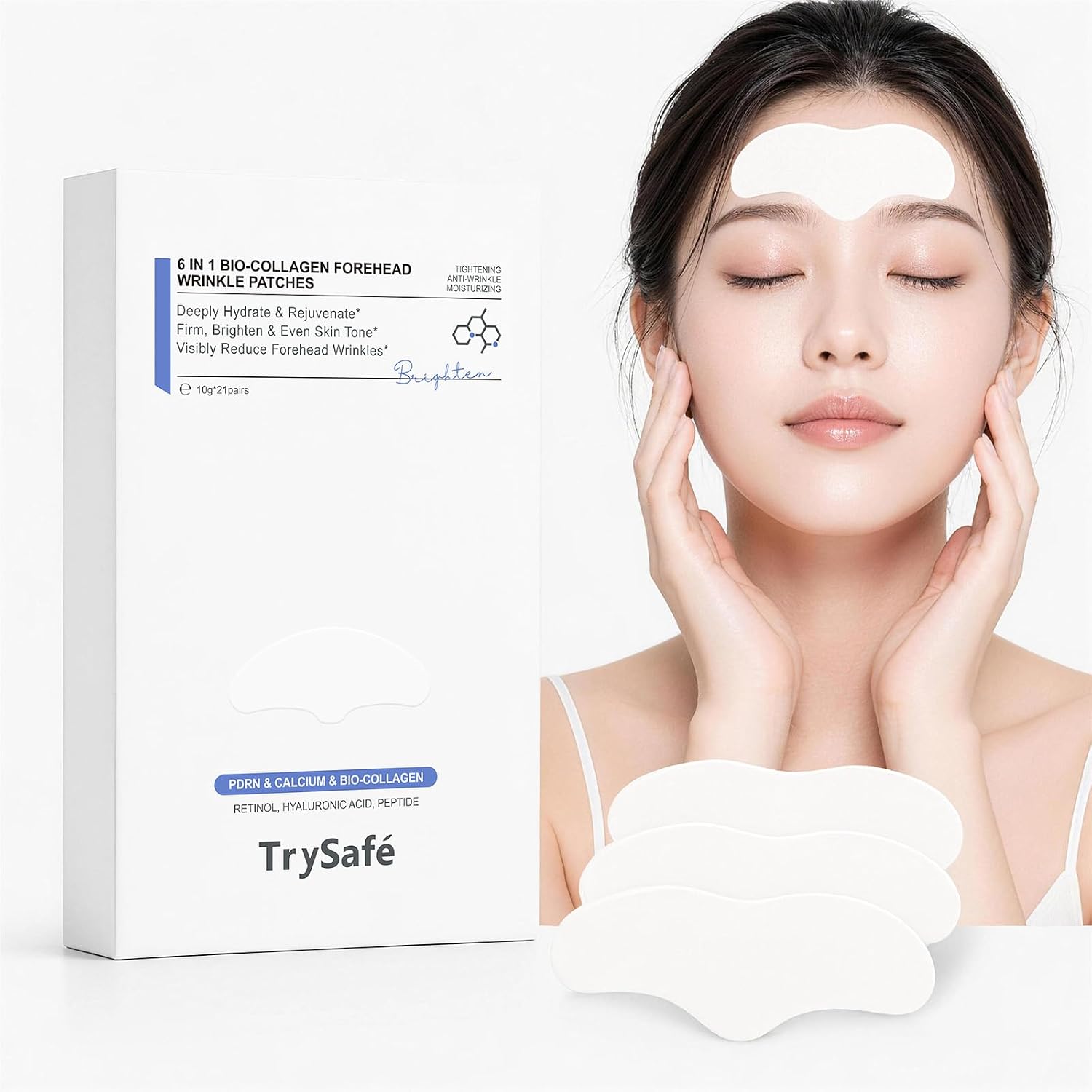 21Pairs 6 in 1 PDRN & Calcium & Bio-Collagen Forehead Wrinkle Patches| Instant Hydration, Visible Smooth Forehead Wrinkles, Brighten & Even Skin Tone | Retinol, Hyaluronic Acid, Peptide | K-Beauty
