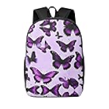 HJLUUFT Purple Butterflies Print Travel Backpack Carry On Flight Approved-Laptop Backpack,Personal Item Travel Bag with Friendly Design