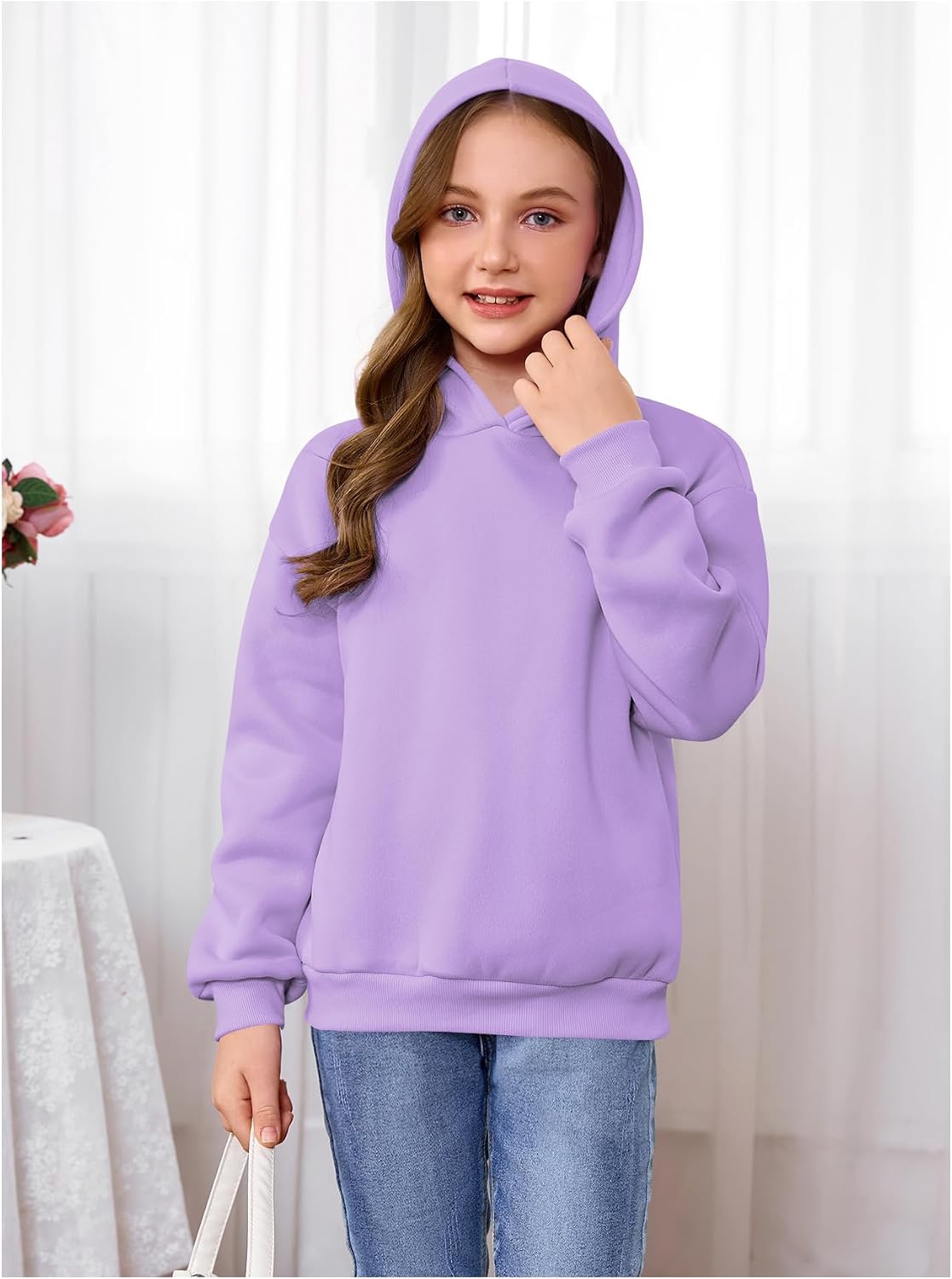 SweatyRocks Girl's Floral Graphic Hoodies Long Sleeve Oversized Sweatshirt with Pocket