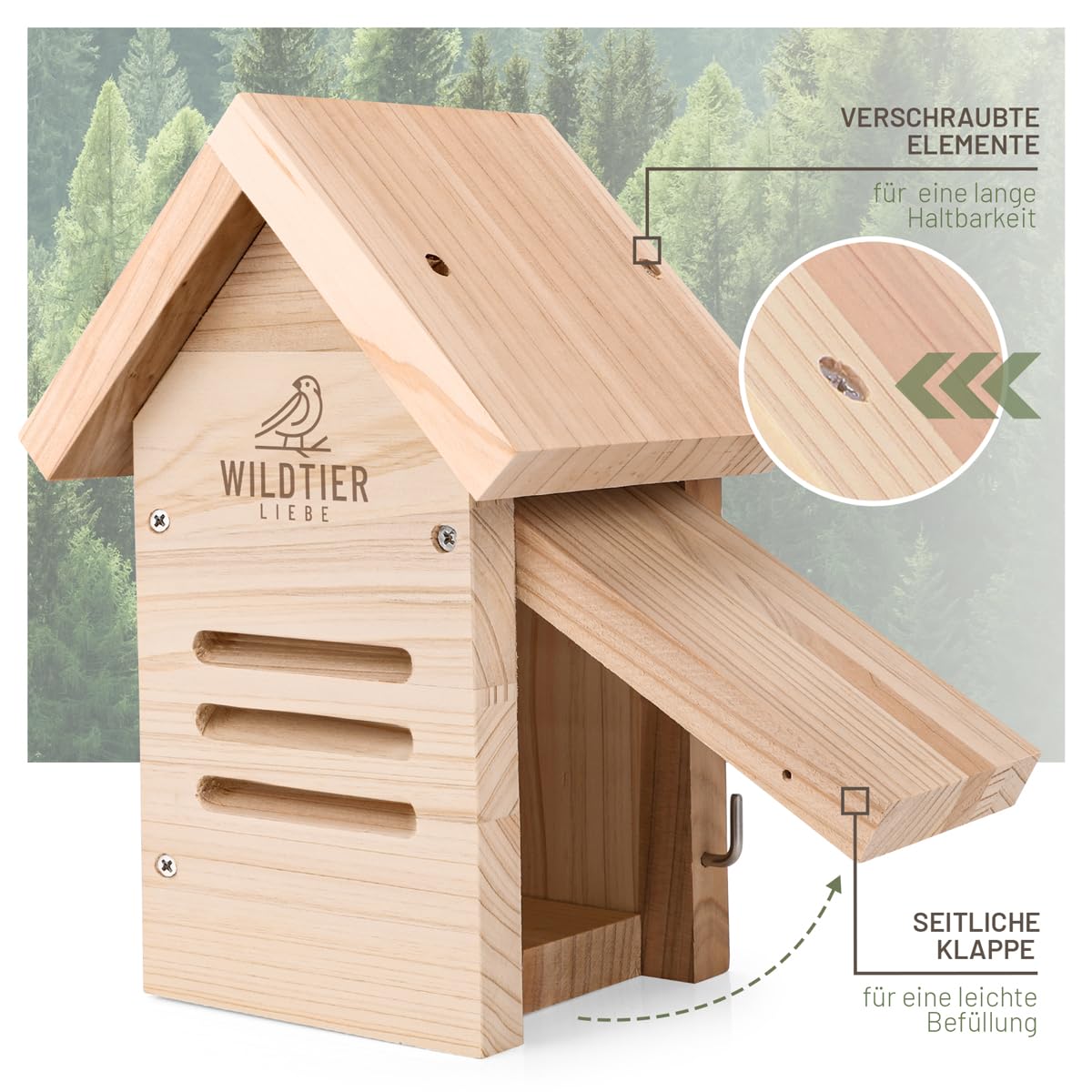 wildtier liebe Marienkäfer-Hotel, Marienkäferhaus - Wetterfest & Unbehandelt aus Massiv-Holz I Insektenhotel für Marienkäfer zum Aufhängen I Nistkasten, Marienkäferunterkunft für Garten, Balkon