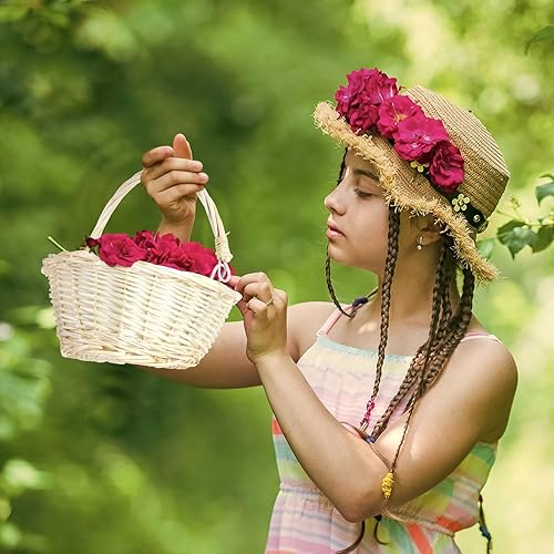 Miniatura 28 de Barydat 6 cestas pequeñas de mimbre para pícnic con asa, cestas ovaladas de sauce trenzado para regalo para boda, baby shower, Navidad, invierno