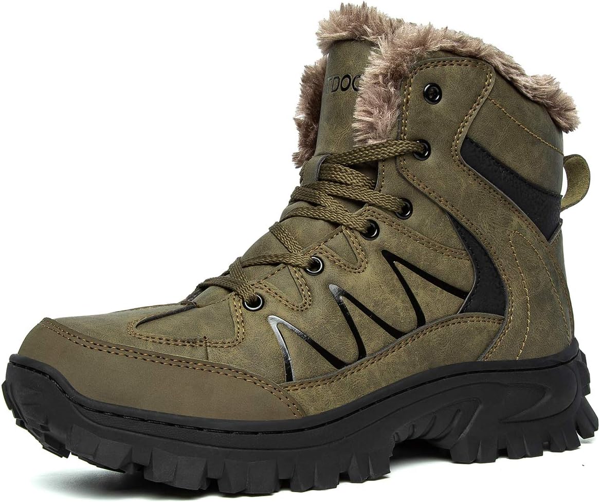 Men's Waterproof Snow Hiking Boots Outdoor Mountaineering Trekking Warm Fur Lined Backpacking Boots