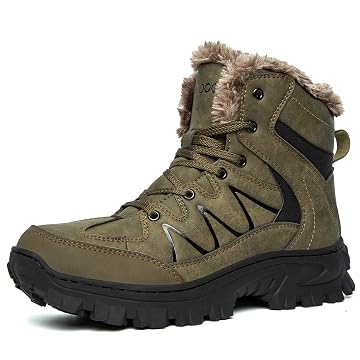 BETOOSEN Botas masculinas impermeáveis para caminhadas na neve e montanhismo, caminhadas ao ar livre, forradas com pele quente